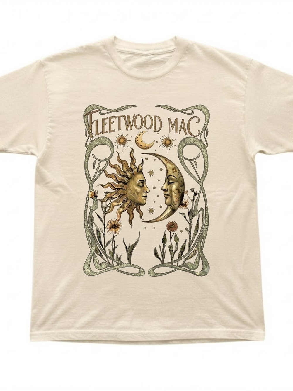 Cream Celestial Sun and Moon Graphic Print Gildan T-Shirt